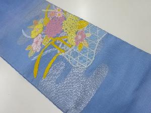 アンティーク　絽ヱ霞に草花模様織出し袋帯（材料）
